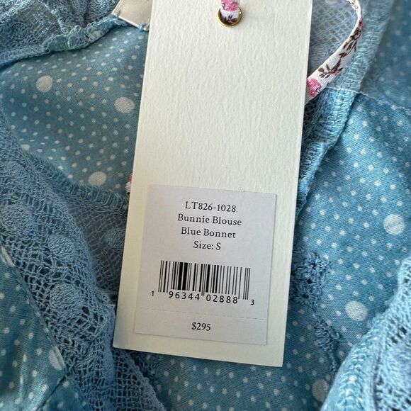 NWT Love Shack Fancy Women's Blue Bunnie Blouse Small - Picture 10 of 16
